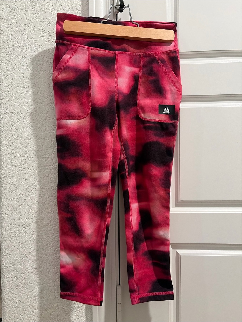 Reebok Kids Pink and Black Tie-Dye Active Leggings